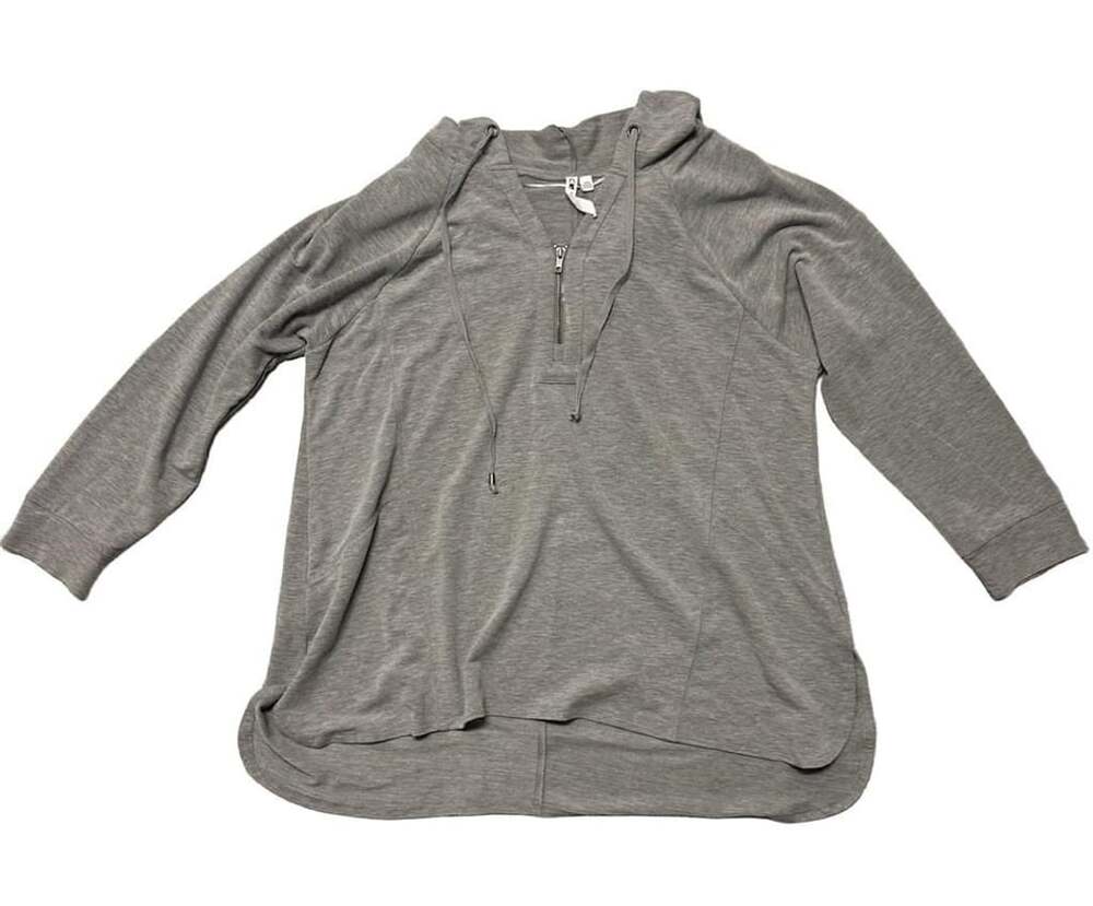 Cable & Gauge Woman Hoodie Size 1X Gray Quarter Zip Sweatshirt